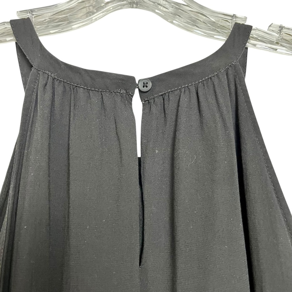LOFT Black Halter Neck Crochet Lace Trim Tassel Dress Size Small Boho - Picture 10 of 11
